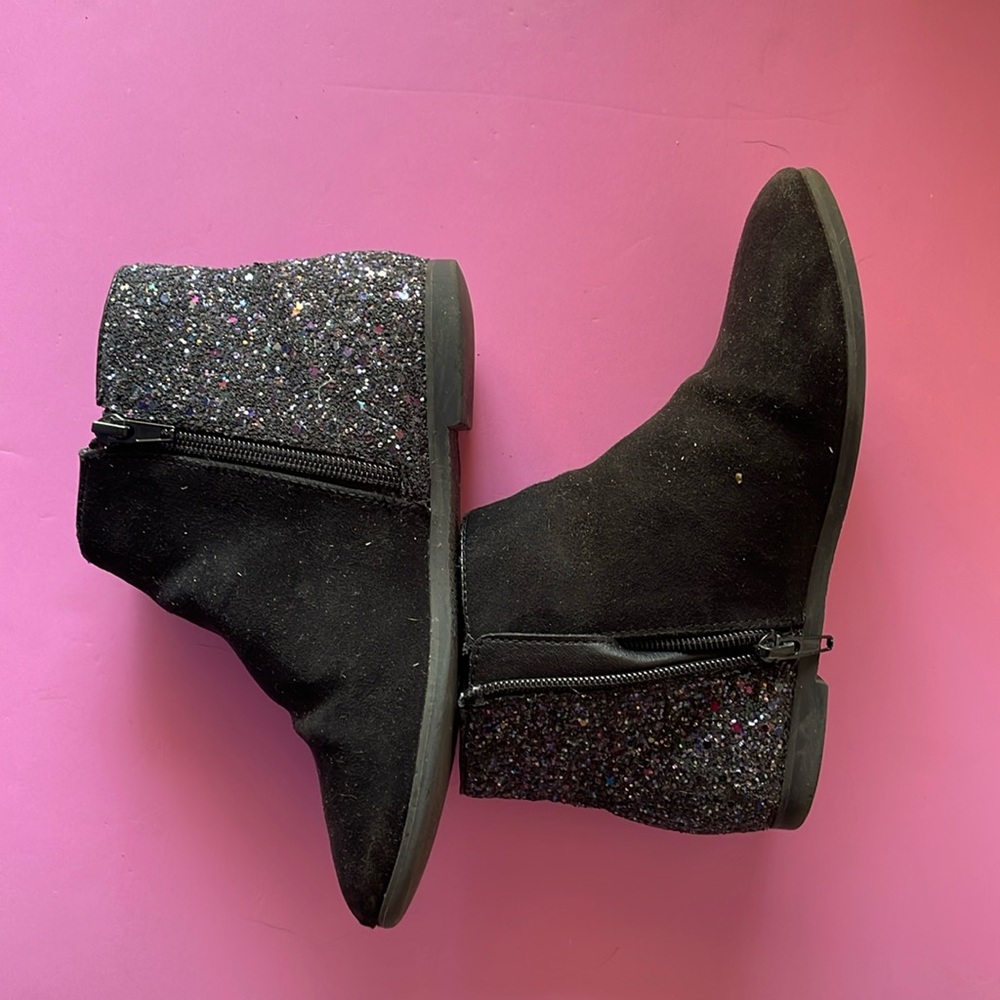 J. Crew Girls Black Sparkle Booties. Size 1